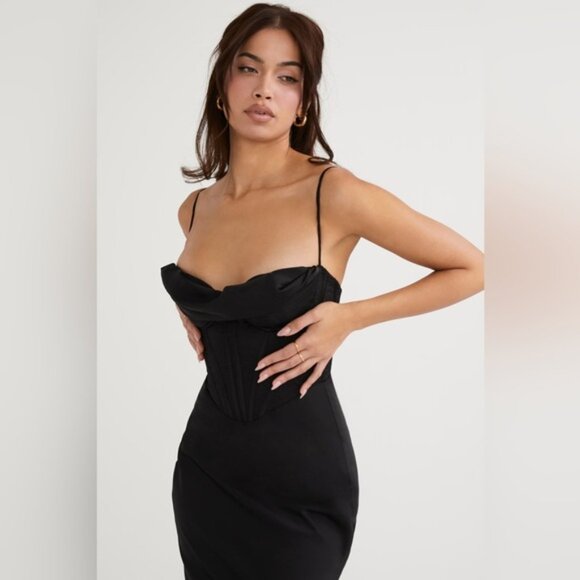 NWOT House of CB Charmaine Black Corset Maxi Dress Plus Cup Size L - Picture 6 of 8